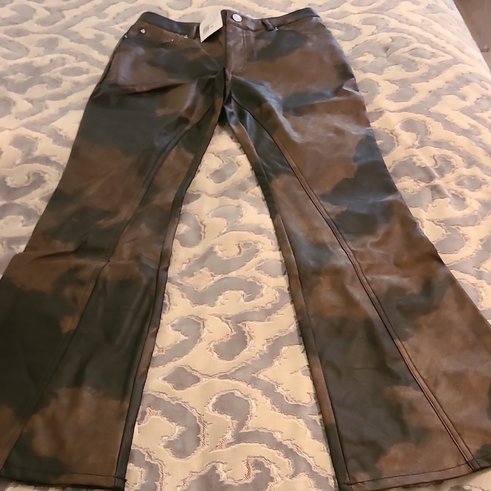 Forever 21 Green Flare Wide Leg Jeans